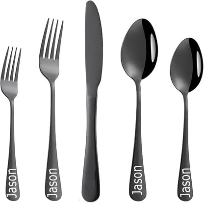 Stainless Steel Customized Flatware Set, Engraving Name Knife Forks Spoon by Unknown