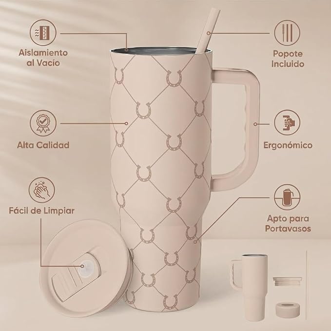 SANDJEST Horse Tumbler with Handle, Insulated Cup Stainless Steel Travel Mug Cup - Image 2