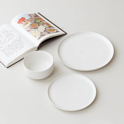 WENSHUO Dinner Plates Set of 6, Chip and Scratch Resistant (Nacre White, 8.5 Inch)