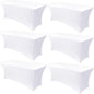 Obstal 6 Pack Stretch Spandex Table Covers for 8 Foot Tables - 8 FT Universal Rectangular Fitted Tablecloth Protector for Wedding, Banquet, Party (White, 96 Length x 30 Width x 30 Height Inches)