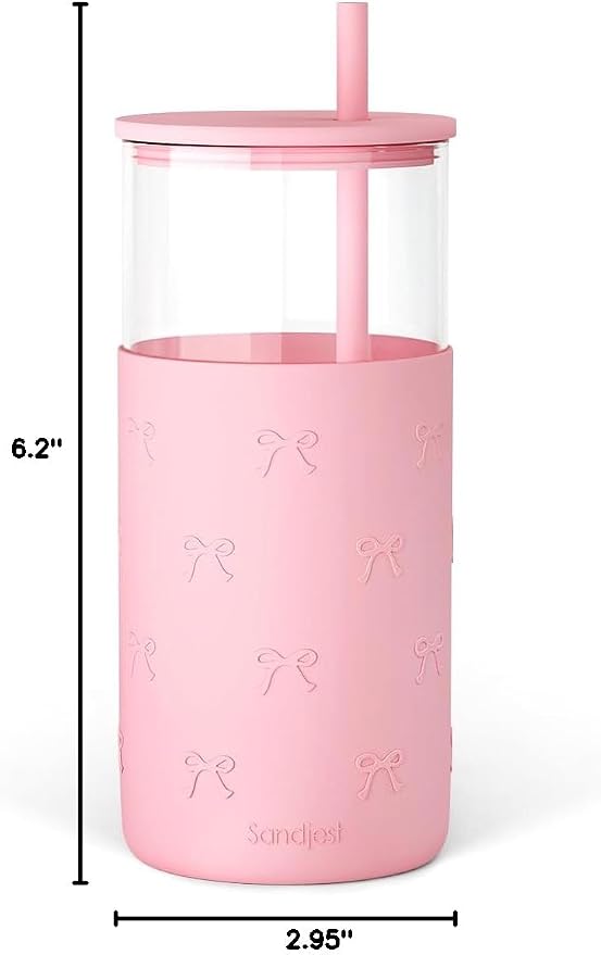 SANDJEST Glass Tumbler with Straw and Lid, Glass Water Bottle with Silicone - Image 8