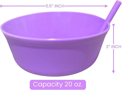 Cereal Bowls with Straws for Kids Childrens Bowls with Straw Built in for Kids - Image 6