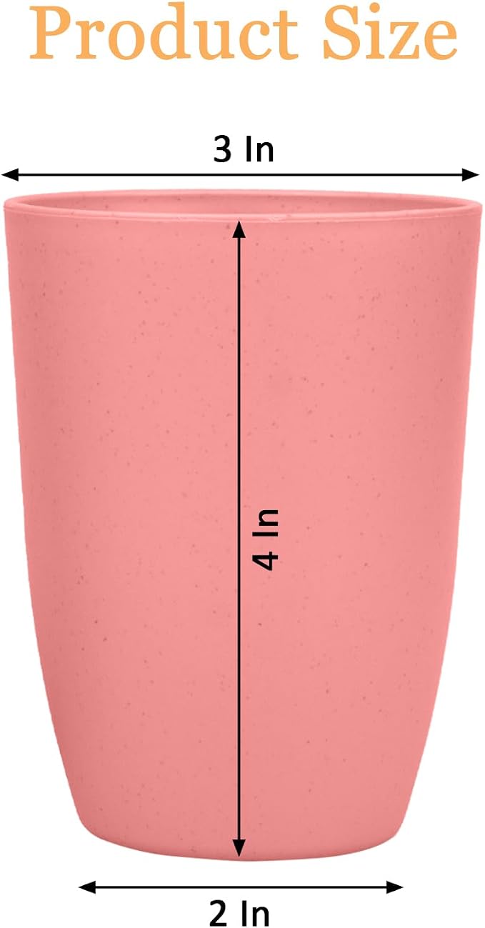 4Pcs Wheat Straw Cups, Unbreakable Drinking Cup, Reusable Cups | 12 oz - Image 2
