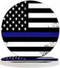 American Flag Coaster Thin Blue Line Support Nation Patriotic Symbol Tabletop Protection for Any Table Type Wood, Granite, Glass, Soapstone, Sandstone, Marble, Stone Tables
