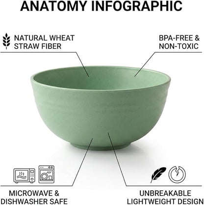 MONGSEW Unbreakable Wheat Straw Cereal Bowls, Microwave & Dishwasher Safe - Image 4