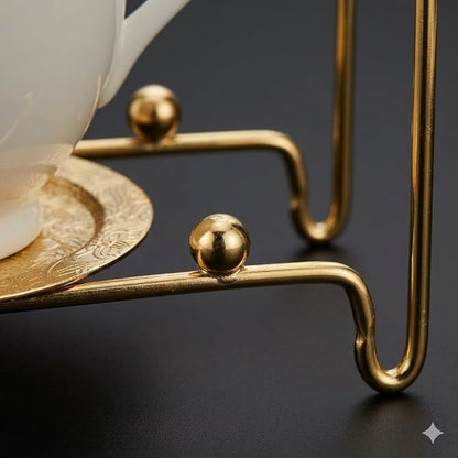 HOHIYA Gold Tea Cup and Saucer Display Stand 6 Cup Holder Rack | Elegant gold - Image 8