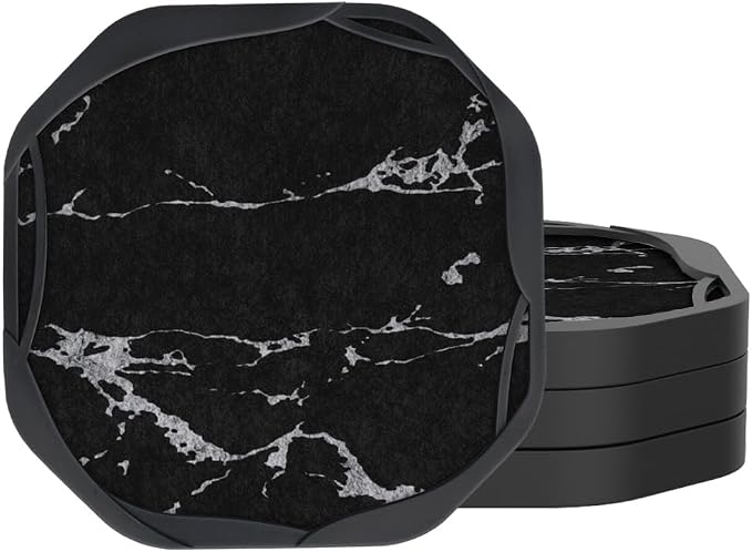 UMIRRO Absorbent Felt & Silicone Drink Coasters Set of 4, Non-Slip & Non-Stick by Umirro
