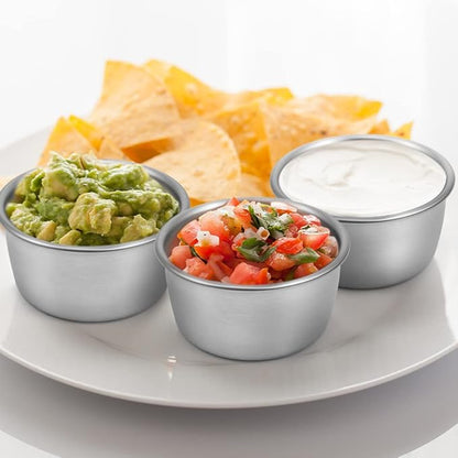 Ramekin Sauce Dipping Bowl Mini Sauce Cups Pudding Condiment Cups for Home Party Stainless Steel (Sliver 12 Pack 40ml)