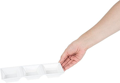 Melamine Triple Bowl, Melamine Triplet Bowl Set - Square Bowls - White - 8.8" - 10ct Box - Voga - Restaurantware