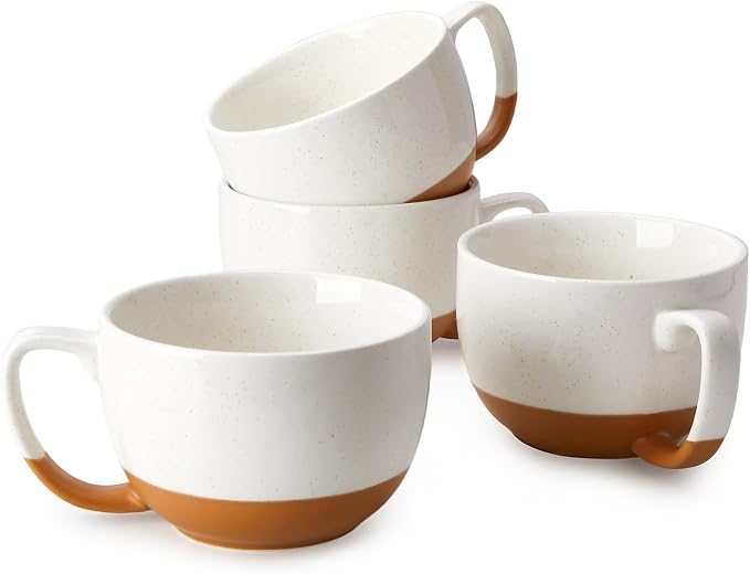 Teocera Beige Coffee Mugs Set of 4, 16 oz Ceramic Coffee Mug, Large Mug Set by Teocera