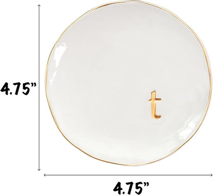 COLLECTIVE HOME - Ceramic Jewelry Tray, Decorative Trinket Dish for Rings Earrings Necklaces Bracelet Watch Keys, Birthday Mother's Day Christmas Gift for Women, 4.75", Glossy (t)
