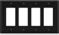 ELEGRP 4-Gang Decorative Wall Plates, Standard Size Unbreakable Thermoplastic Faceplate Cover for Decorator Receptacle Outlet Switch, UL Listed (1 Pack, Glossy Black)