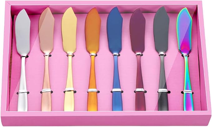 Buyer Star Butter Knives, 18/10 Stainless Steel 6.10 Inch Multicoloured Cheese by BuyerStar