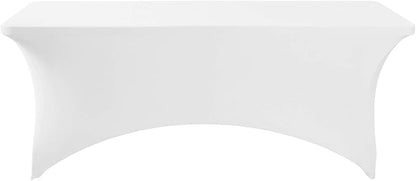 Fokitut 6 Pack Spandex Table Cover for 6FT Table Universal Fitted Stretch Tablecloth for Party, Banquet, Wedding and Events-White