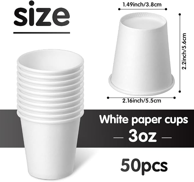 3 oz 50 Pack Disposable Cups, Small Paper Cups Mouthwash Cups | Bathroom Cups - Image 2