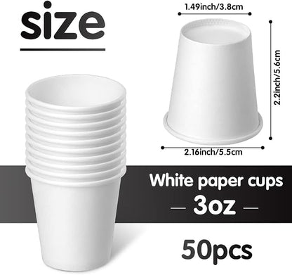 3 oz 50 Pack Disposable Cups, Small Paper Cups Mouthwash Cups | Bathroom Cups - Image 2