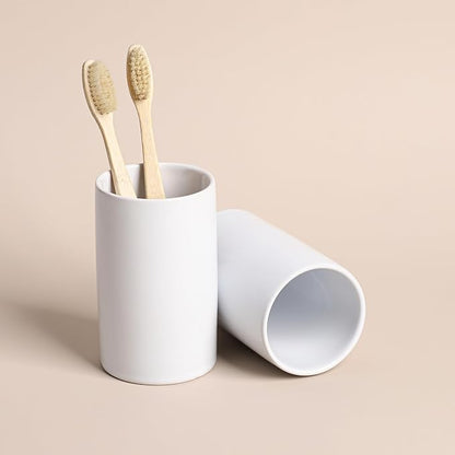 Gaolinci 2 Pcs Simple Solid Color Ceramic Mouthwash Cups, Bathroom Brushing Cup - Image 6