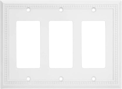 Henne Bery Sunken Pearls Heavy Duty Decorative Wall Plate Switch Plate Outlet Cover (Triple Decorator, White)