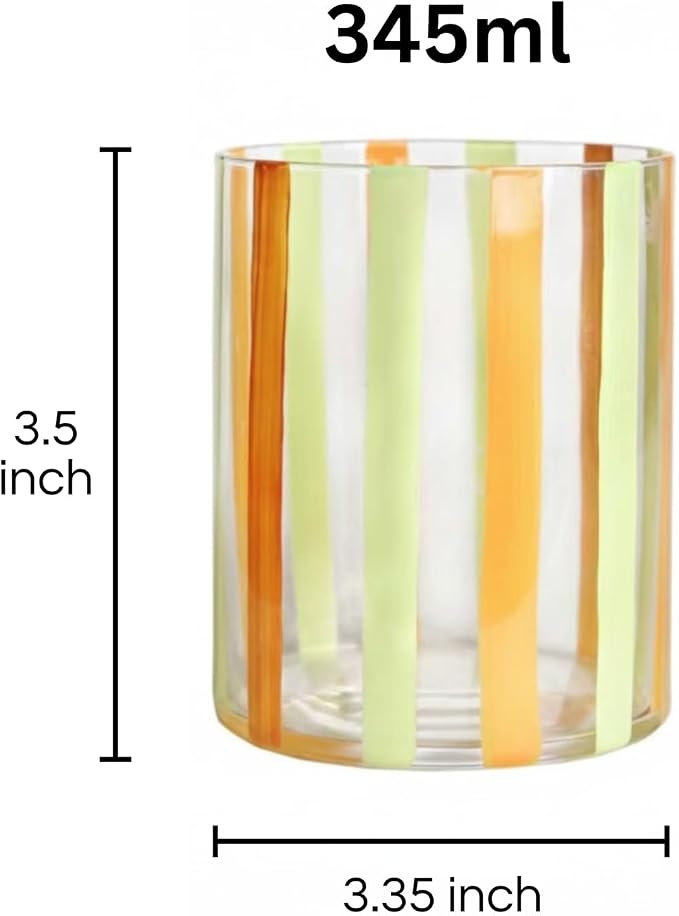 Capri Italian Design Cylindrical Tumblers, 2 Set Olive & Orange Summer Glasses - Image 9