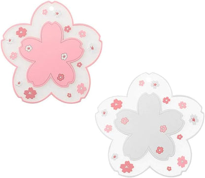 Sakura Coffee Cup Mat Kawaii Coaster 2PCS Cute Cherry Blossom PVC Home Tea Mug by WELOCMETOBINOSTER