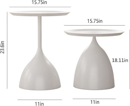 Nesting Tables, Off-White Side Tables, Modern End Tables for Living Room Nesting Coffee Table Set of 2,Console Table Pedestal Tables