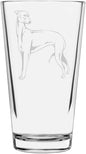 Greyhound Dog Themed Etched All Purpose 16oz Pint Glass