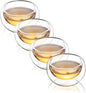 CNGLASS Tea Cups Set of 4 Double Wall Glass Tea Cup, 5.1oz Asian Insulated by CNGLASS