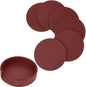 6PCS PU Leather Drink Coasters Red Round Table Coasters by QUALITYCALFOVERA