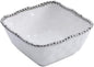 Pampa Bay Set The Table Square Cereal/Soup Bowl, 6 × 6 × 2.75 in, White and Silver