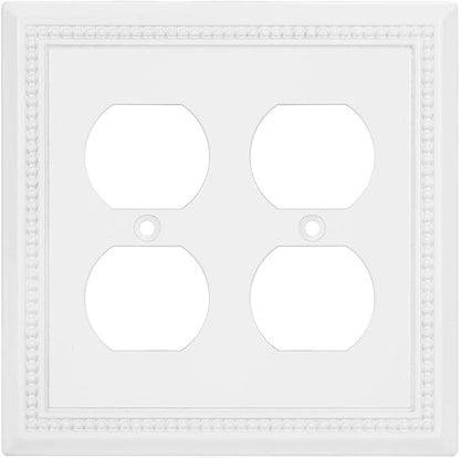 Henne Bery Sunken Pearls Heavy Duty Decorative Wall Plate Switch Plate Outlet Cover (Double Duplex, White)