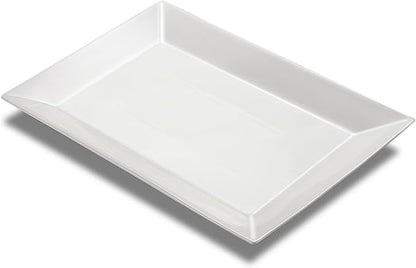 18" x 12" Large Serving Platter, Porcelain Heavy-Duty Large Serving Tray, White Rectangular Plate for Turkey, Food, Fruit, Party, Wedding, Christmas, Chip and Scratch Resistant