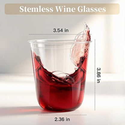 WELLIFE 100 Pcs 12 oz Clear Plastic Cups | Disposable Wine Glasses Stemless - Image 2