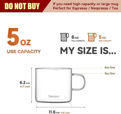 5oz Modern Glass Coffee & Tea Cups Set of 4 - Image 2