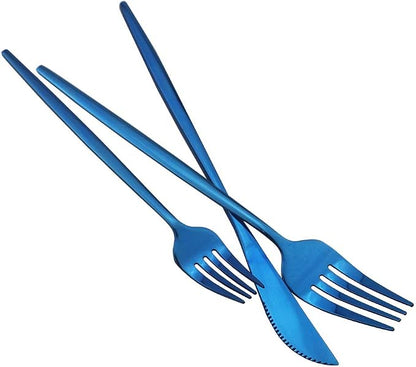 JASHII Shiny Blue Silverware Set, 30-Piece Stainless Steel Satin Finish Flatware - Image 4