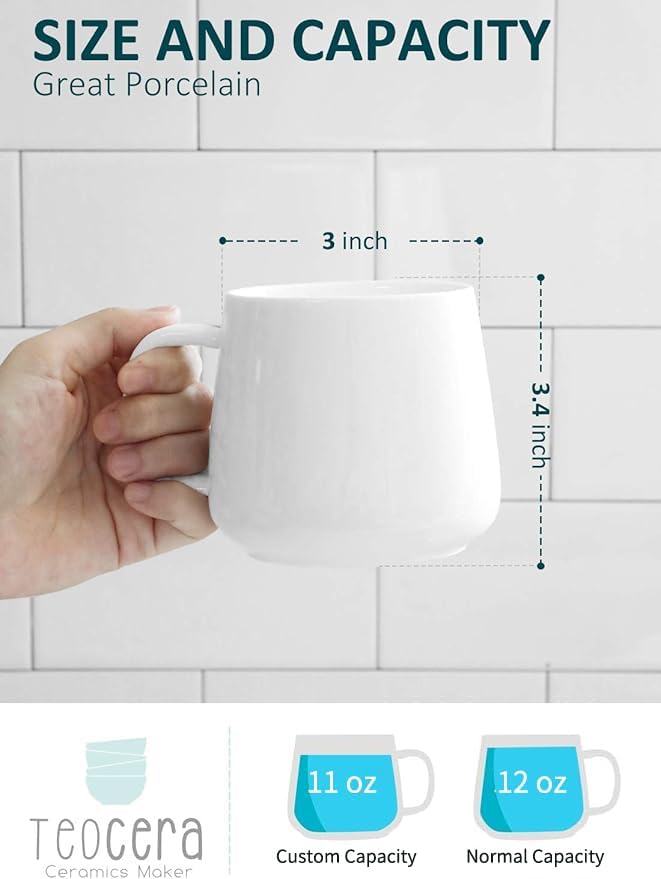 Teocera Coffee Mugs Set of 4-12oz Chip-Resistant Ceramic Cups - Image 2