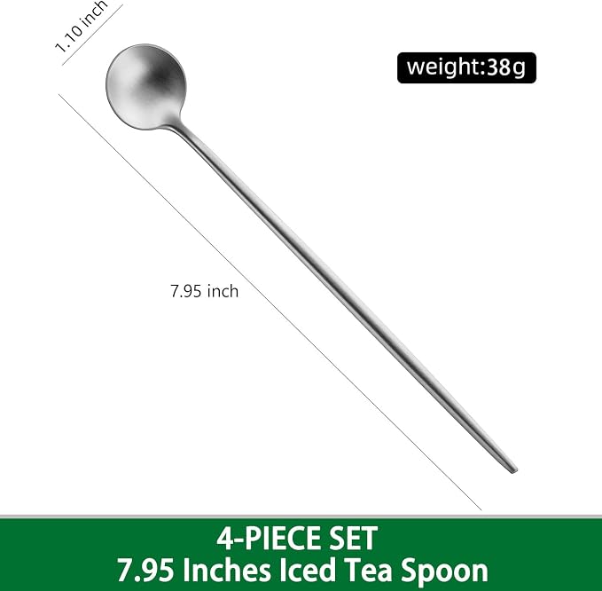 DEHOV 7.95 Inches SS18/10 Long Handle Iced Tea Spoons, Ice Cream, Iced - Image 2