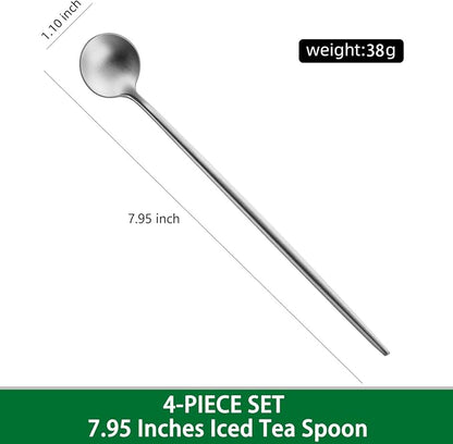 DEHOV 7.95 Inches SS18/10 Long Handle Iced Tea Spoons, Ice Cream, Iced - Image 2