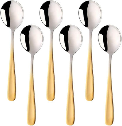 Buyer Star Bouillon Spoon Sets, 7-Inch Round Soup Spoons, Stainless Steel by BuyerStar