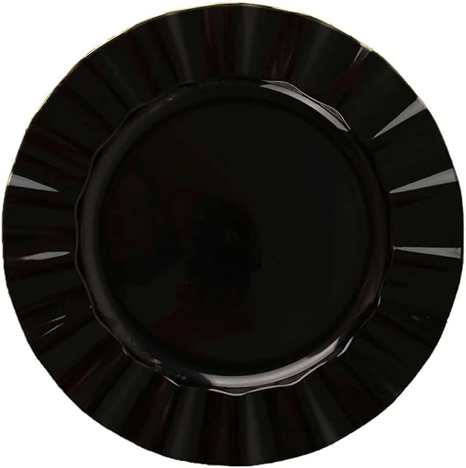 Efavormart 11" Dinner Plates – Set of 10 Plastic Black Round Disposable Plates - Image 7