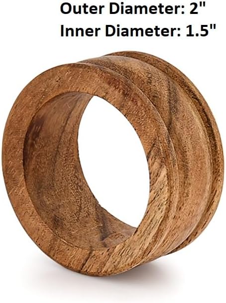 Napkin Rings Acacia Wood Set of 12 - Image 5