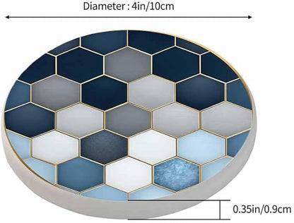 Soft Blue Gradient Cubes Drink Coasters Modern Marble Geometric Diamond Luxury Marbling Grid Housewarming Presentss for New Home Present for Friends,2 Pcs,4 X 4 X 0.35 Inches