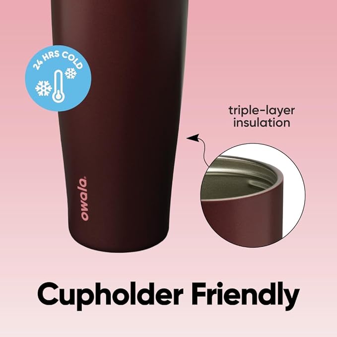 Owala FreeSip Tumbler Stainless Steel Water Bottle 40 oz Black Cherry | - Image 4
