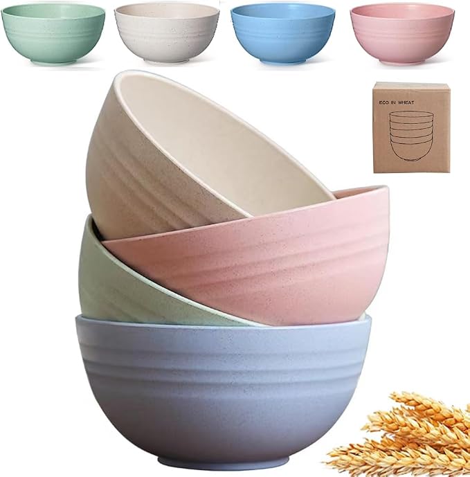 K Y KANGYUN Unbreakable Cereal Bowls - 24 oz Reusable Wheat Straw Bowl- Perfect by K+Y+KANGYUN
