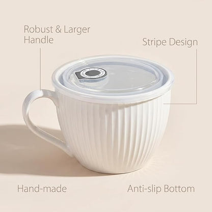 24oz Soup Mug with Handle & Lid, Microwave Soup Bowl/Cup, Ice Cream and - Image 6