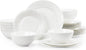 24Pcs Vintage Relief White Bone China Set, Service by KINGSTONE