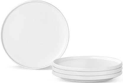 Ceramic Salad & Dessert Plates Set, 8 Inch, Modern White | Stoneware, by Shrynxal
