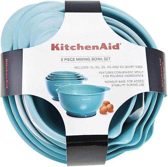 KitchenAid KE178OSAQA Classic Mixing Bowls, Aqua Sky 2 - Image 5