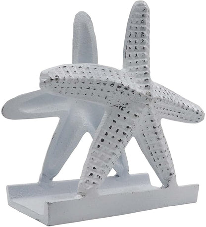Nautical Starfish Lunch/Dinner/Metal Napkin Holder/Kitchen Napkin/Beverage Cocktail/Ocean/Coastal By The Metal Magician (Distressed White)