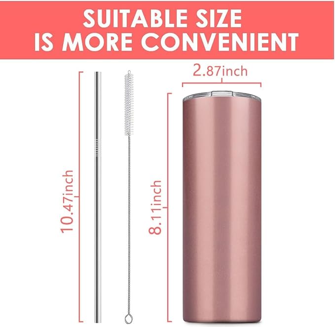 Tumbler with Straw and Lid, Insulated Coffee Travel Mug Tumbler 20 oz Stainless - Image 3