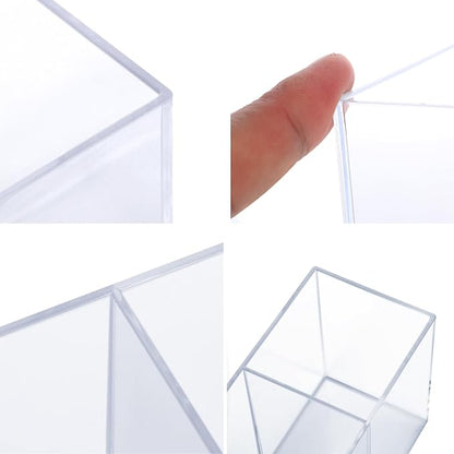 Clear Acrylic Silverware & Pen Organizer Caddy, Transparent Plastic Silverware Holder, Perfect for Office, Bedroom, and Bathroom Storage